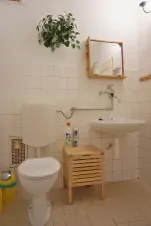 podkroví - koupelna č. 1 se sprchovým koutem, umyvadlem a WC